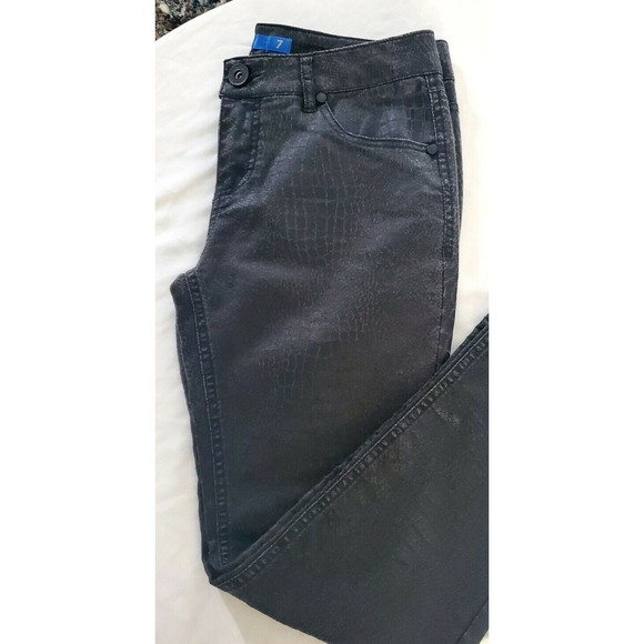 Sapphire Ink Black Jeans Junior Size 7  Snakeskin Jacquard Skinny Low Rise 30X31 - Picture 2 of 6